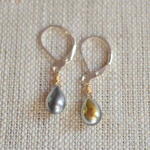Simple Metallic Drop Earrings in Gold and Silver - Hand Made in Canada